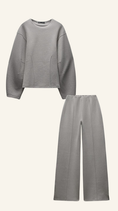 Elina | Chique Dames Lounge Set – Oversized Top & Wijde Broek