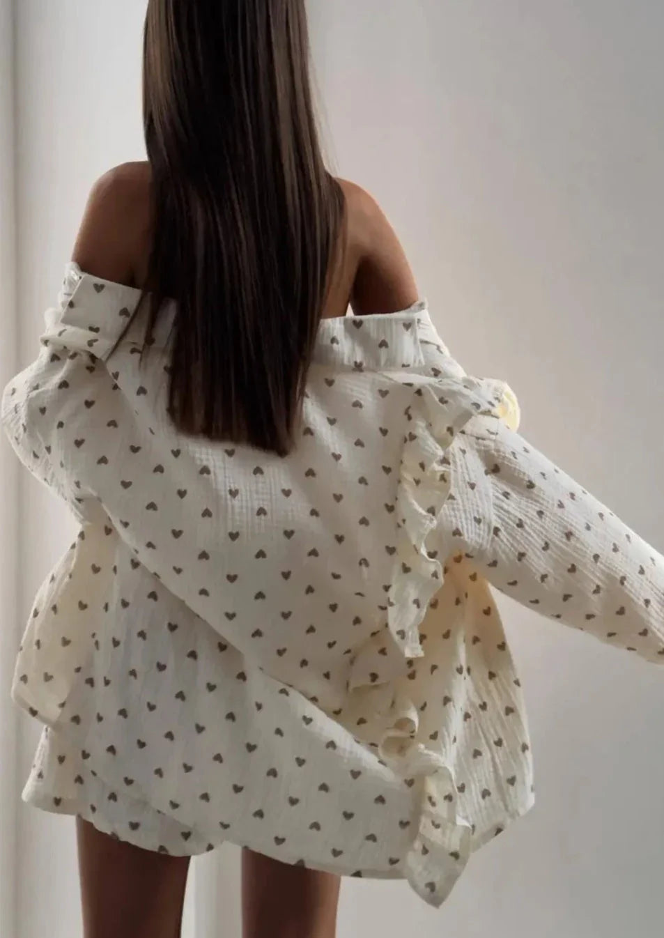 Musiala | Katoenen Set met Hartjes Print – Tweedelige Set Dames