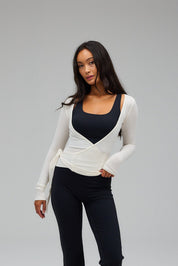 Loura | Lange Mouwen Yoga Wikkelblouse Wit