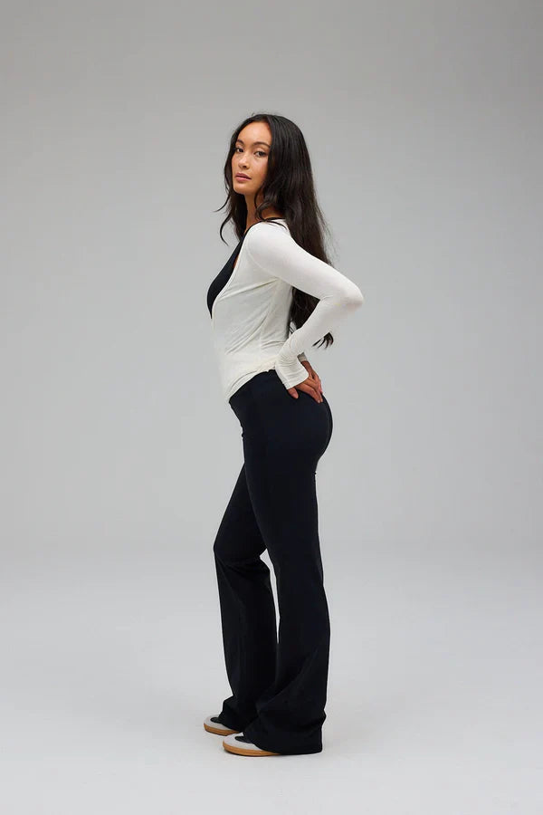 Loura | Lange Mouwen Yoga Wikkelblouse Wit