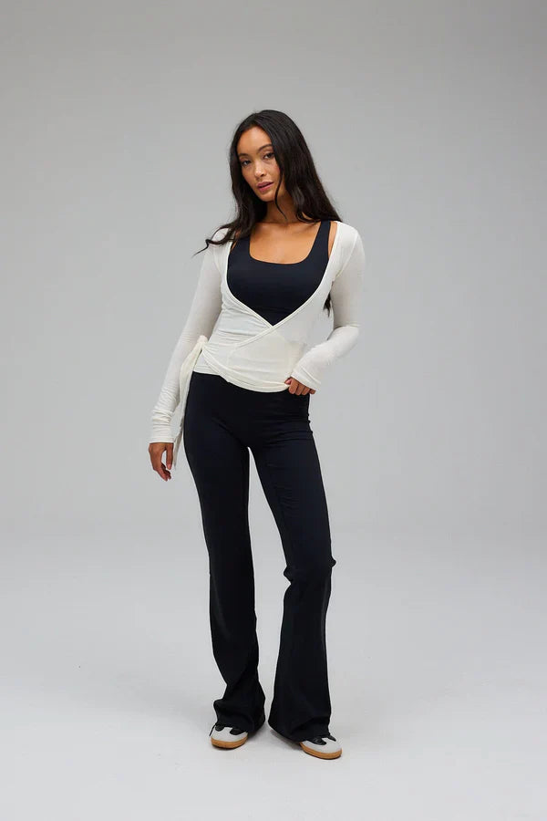 Loura | Lange Mouwen Yoga Wikkelblouse Wit