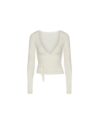 Loura | Lange Mouwen Yoga Wikkelblouse Wit