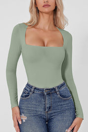 Naya | Longsleeve Body met Vierkante Hals