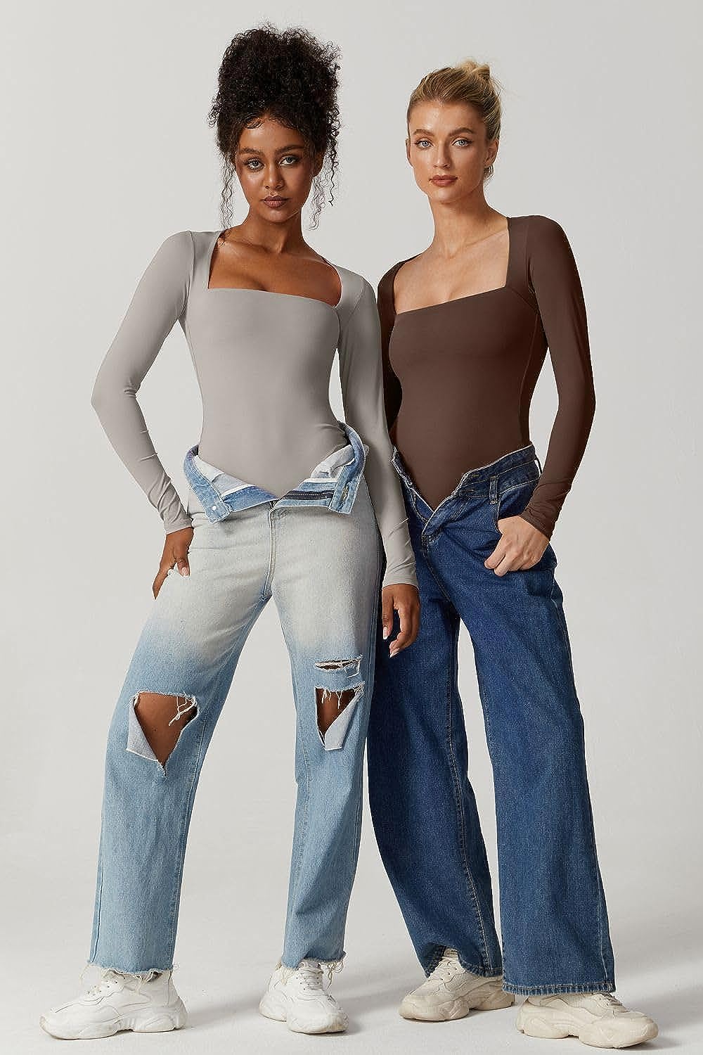 Naya | Longsleeve Body met Vierkante Hals