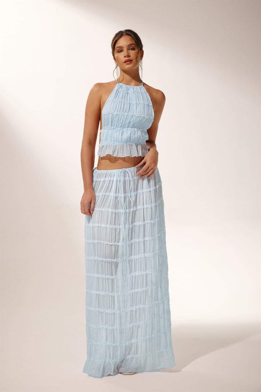 Bernou | Twee-delige plissé halter set zonder rug | Zomerlook