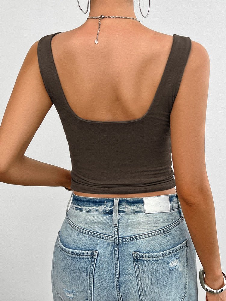 Severina | Katoenen Slim Fit Tanktop met Twistdetail