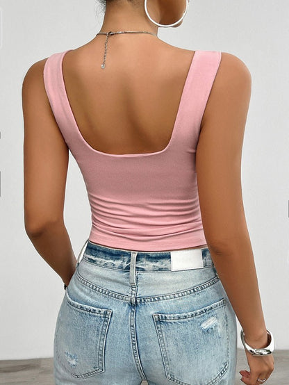 Severina | Katoenen Slim Fit Tanktop met Twistdetail