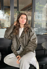 Abby | Cropped Leren Damesjas met Riem