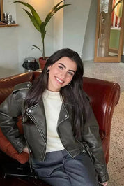 Abby | Cropped Leren Damesjas met Riem