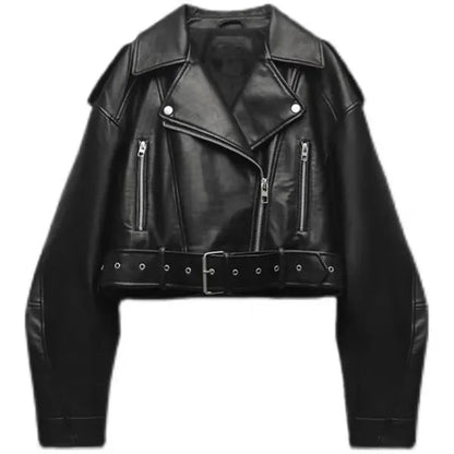 Abby | Cropped Leren Damesjas met Riem