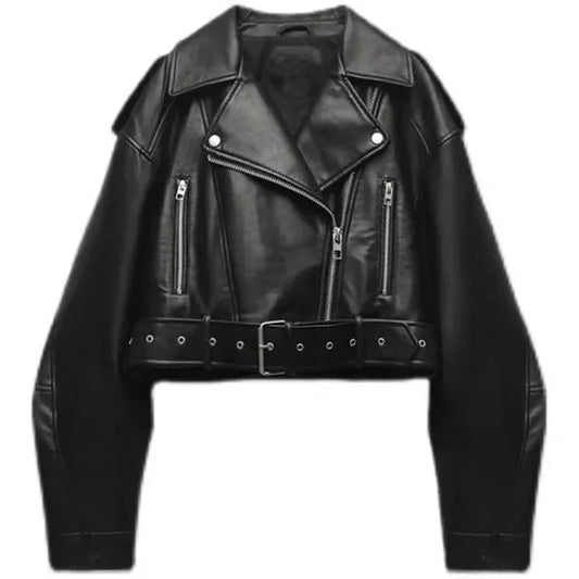Abby | Cropped Leren Damesjas met Riem