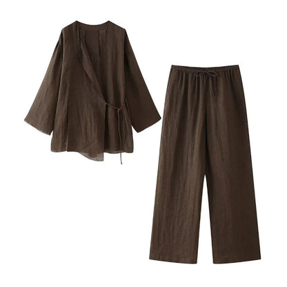 Dames Co-ord Set – Wikkel Kimono & Broek Outfit