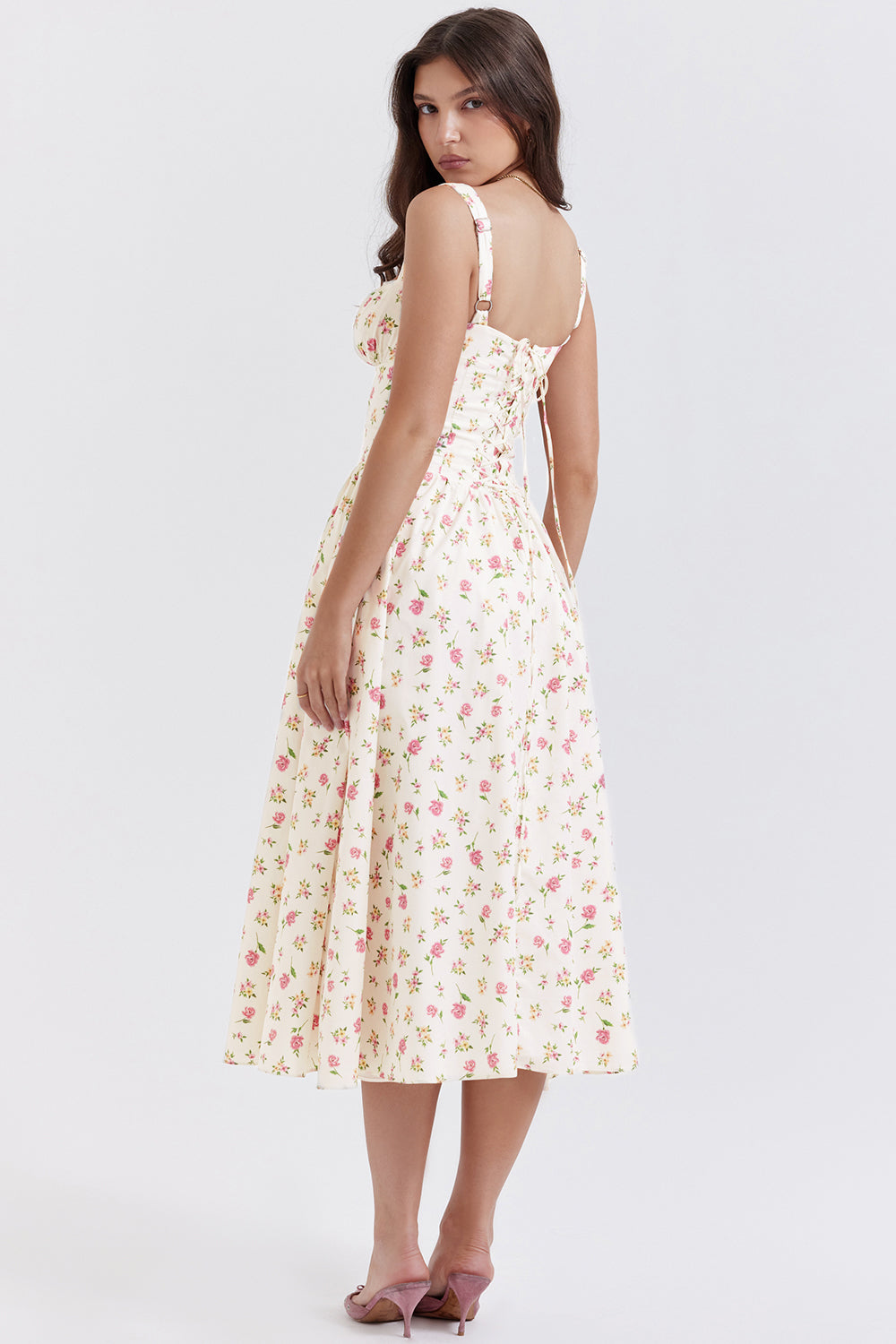 Zoela | Midi Jurk van Viscose met Bloemenprint