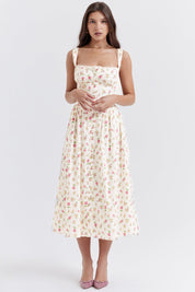 Zoela | Midi Jurk van Viscose met Bloemenprint