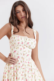 Zoela | Midi Jurk van Viscose met Bloemenprint