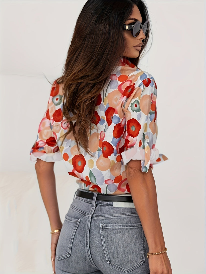 Zaya | Katoenen Dames Blouse met Bloemenprint