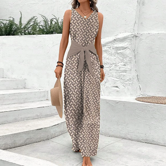 Mouwloze jumpsuit met V-halslijn dames