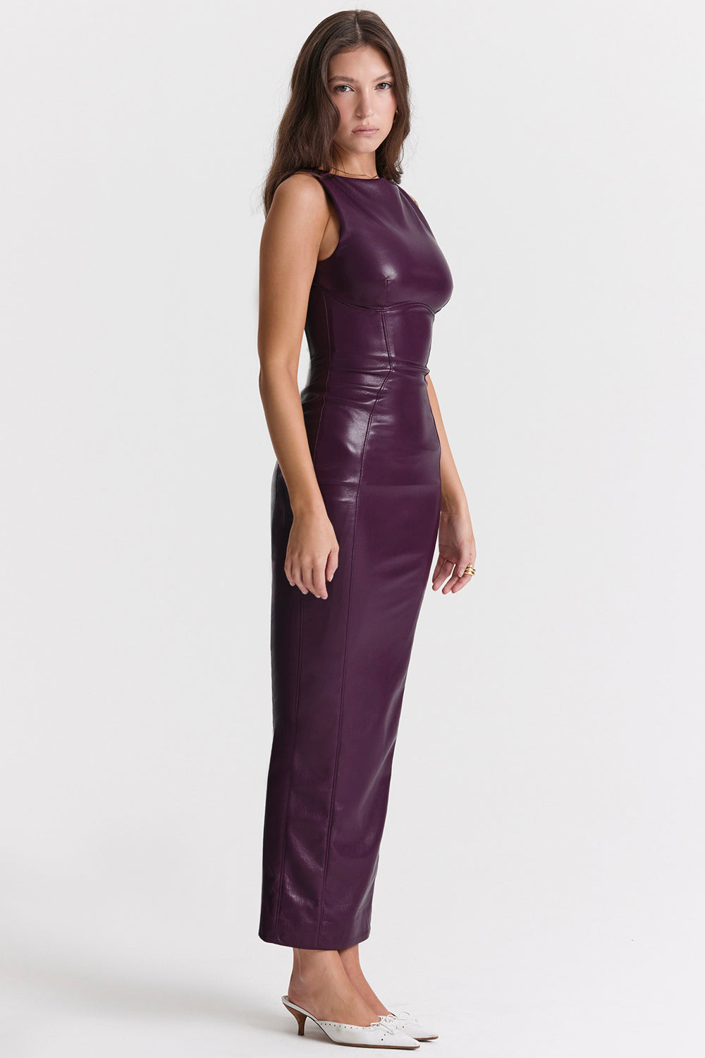 Vegan Leren Maxi Jurk - Bodycon Stijl