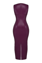 Vegan Leren Maxi Jurk - Bodycon Stijl