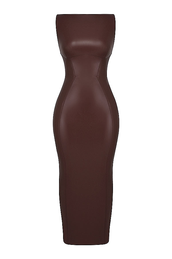 Vegan Leren Maxi Jurk - Bodycon Stijl