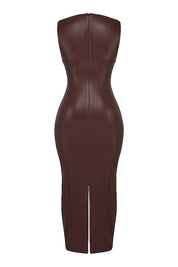 Vegan Leren Maxi Jurk - Bodycon Stijl