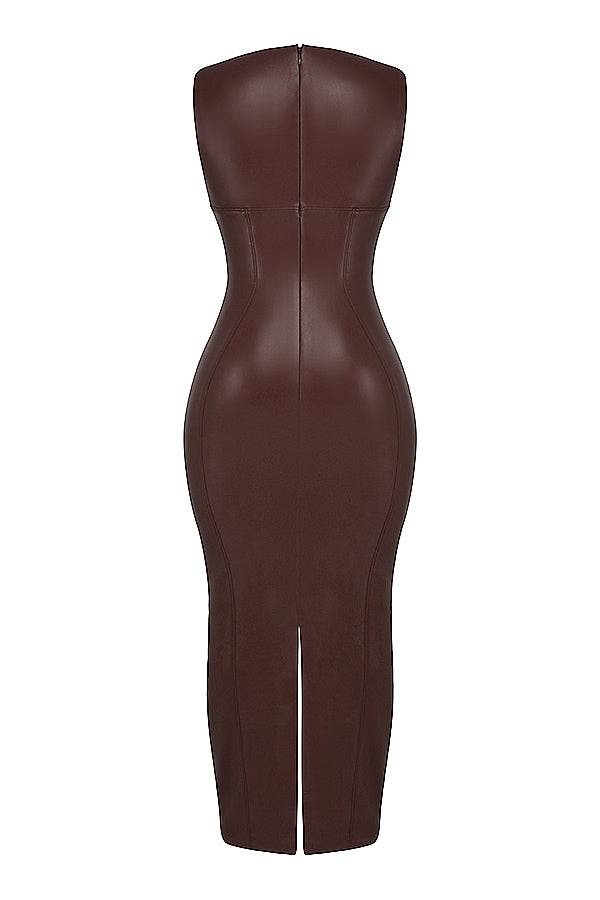 Vegan Leren Maxi Jurk - Bodycon Stijl