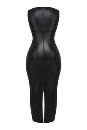 Vegan Leren Maxi Jurk - Bodycon Stijl