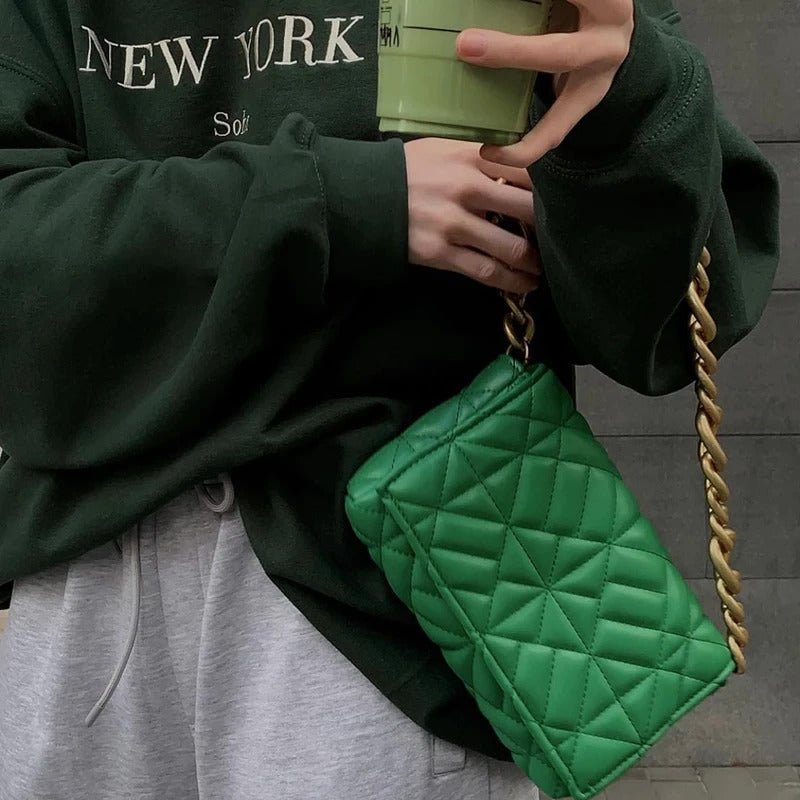 Macey | Groene Vegan Leren Chain Bag